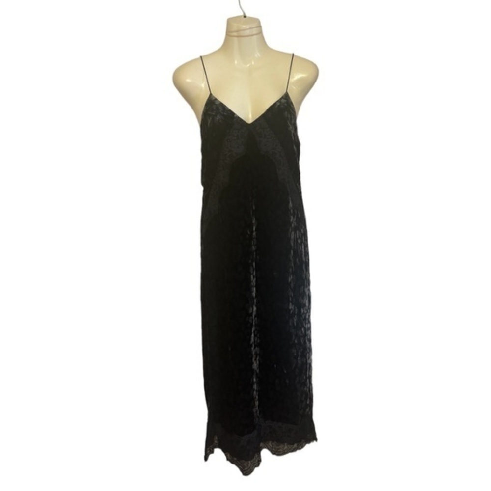 Zara TRF Collection Leopard Print Crushed Velvet and Lace Maxi Dress Size XS
